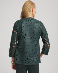 Travelers™ Collection Faux Leather Floral Jacket Darkest Spruce - Chico's