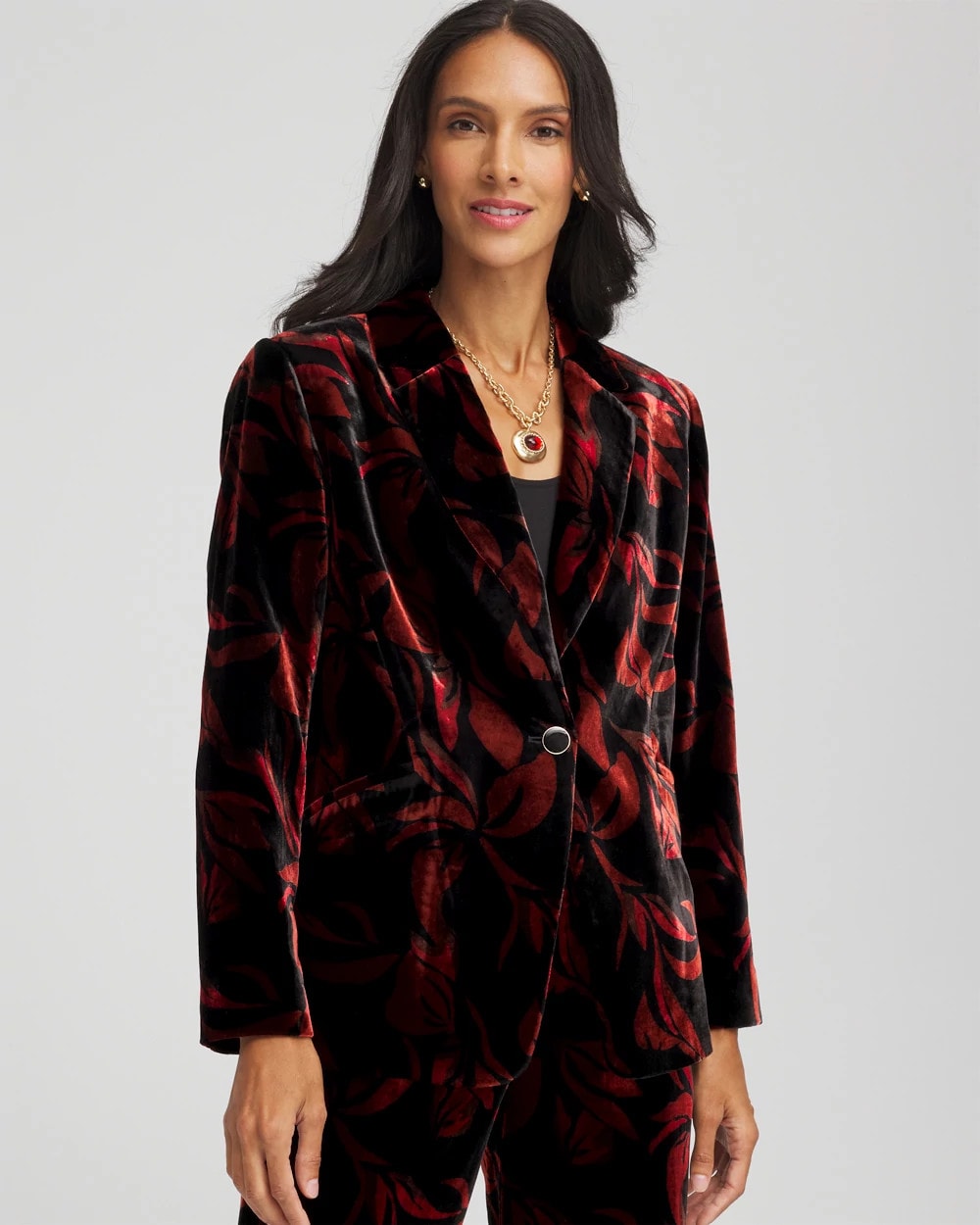 Velvet Printed Blazer Black - Chico's
