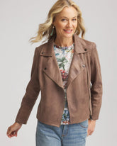 Suede Moto Jacket Dried Mushroom - Chico's