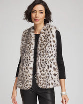 Snow Leopard Faux Fur Vest Cream - Chico's