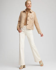 Embroidered Wool Chore Jacket Light Taupe Heather - Chico's