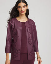Travelers™ Collection Faux Leather Embroidered Jacket Blackened Burgundy - Chico's