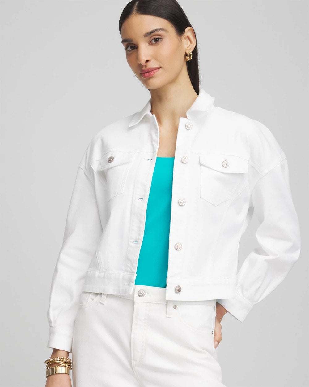 Embroidered Relaxed Denim Jacket Alabaster - Chico's