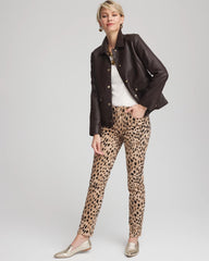 Snap Front Faux Leather Jacket Black Raisin - Chico's