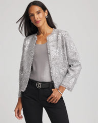 Silver Sequins Tweed Jacket Silver - Chico's