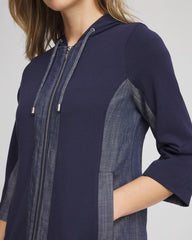 Zenergy® French Terry & Chambray Jacket Passport Blue - Chico's
