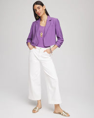 Cropped Ruched Sleeve Blazer Plum Shade - Chico's