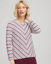 Zenergy® Soft Brushed Striped Top Deep Chianti - Chico's
