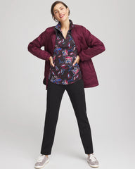 Zenergy® UPF Floral Half-Zip Pullover Top Deep Chianti - Chico's