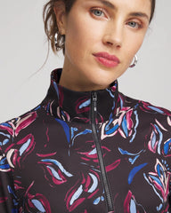 Zenergy® UPF Floral Half-Zip Pullover Top Deep Chianti - Chico's