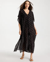 Printed Kaftan Swim Cover-Up Black/Neutral - Chico's