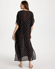 Printed Kaftan Swim Cover-Up Black/Neutral - Chico's