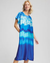 Gottex Golden Hour V-Neck Dress Cover-Up Blue Multi - Chico's