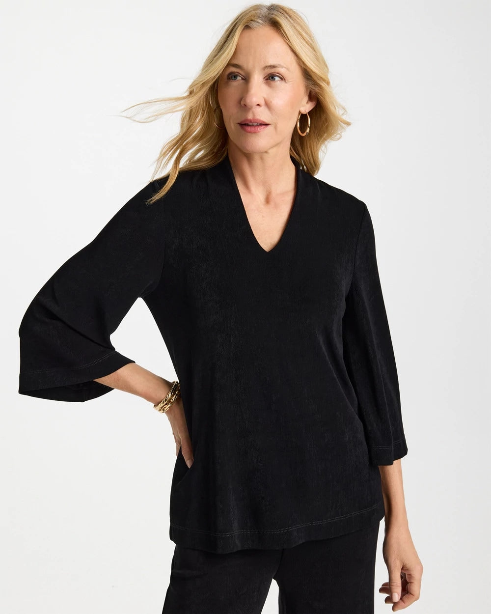 Travelers™ V-Neck Kimono Top Travelers Black - Chico's