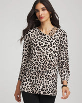 Travelers™ Animal-Print Lattice Top Deep Taupe - Chico's