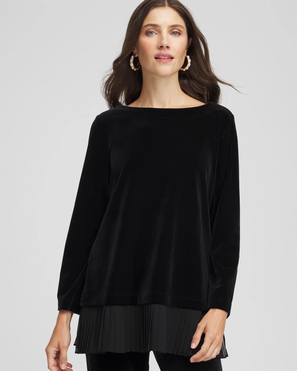 Travelers™ Chiffon Hem Velvet Tunic Travelers Black - Chico's