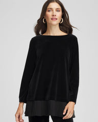 Travelers™ Chiffon Hem Velvet Tunic Travelers Black - Chico's