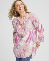 No Iron™ Multi Paisley Linen Tunic French Blush - Chico's