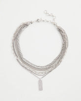 Silver Tone Pave Multistrand Necklace Silver - Chico's