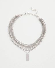 Silver Tone Pave Multistrand Necklace Silver - Chico's