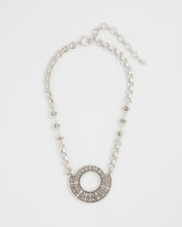 Sparkling Silvertone Circle Pendant Necklace Silver - Chico's