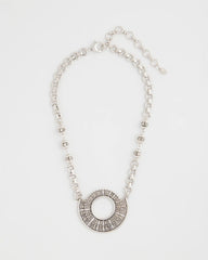 Sparkling Silvertone Circle Pendant Necklace Silver - Chico's