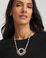 Sparkling Silvertone Circle Pendant Necklace Silver - Chico's
