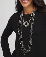 Sparkling Silvertone Circle Pendant Necklace Silver - Chico's