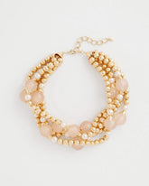 Gold Pink Chunky Beaded Necklace Pink - Chico's