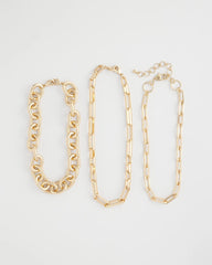 Convertible Three-Strand Chain Necklace Gold - Chico's