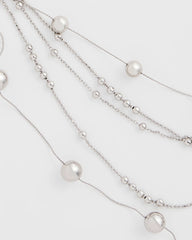 Multistrand Beaded Silvertone Necklace Silver - Chico's