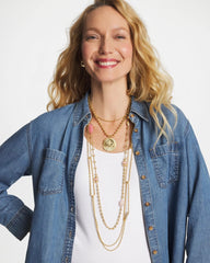 Pink Accent Long Single Strand Necklace Pink - Chico's