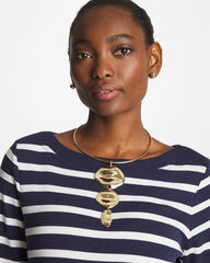 Linear Reversible Pendant Necklace White/Gold - Chico's