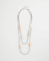 Copper and Silver Double Strand Necklace Mixed Metals - Chico's