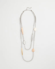 Copper and Silver Double Strand Necklace Mixed Metals - Chico's