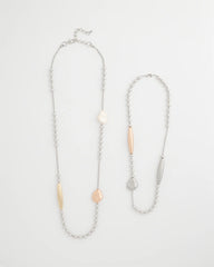 Copper and Silver Double Strand Necklace Mixed Metals - Chico's