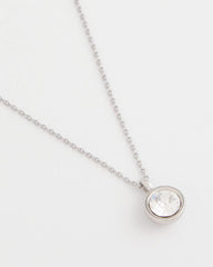 Bezel Set Pendant Silvertone Necklace Silver - Chico's
