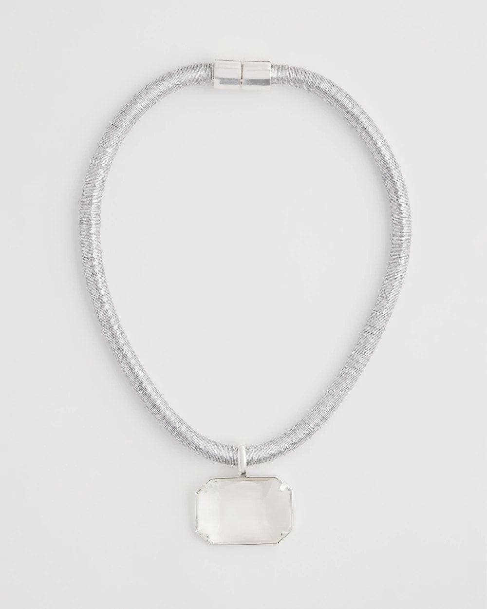 Silvertone Gem Pendant Cord Necklace Silver - Chico's