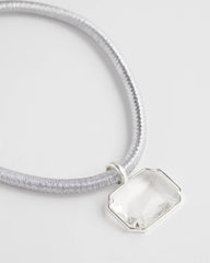 Silvertone Gem Pendant Cord Necklace Silver - Chico's