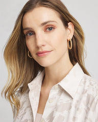 No Droop® Golden Beaded Hoop Earrings Gold - Chico's