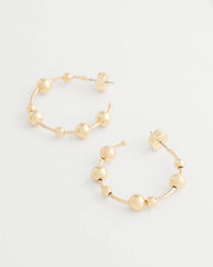 Goldtone Beaded Hoop Earrings Gold - Chico's