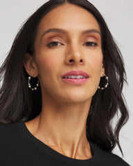 Silvertone Beaded Hoop Earrings Silver - Chico's