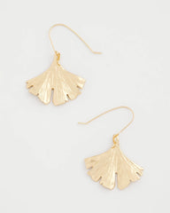 Ginkgo Leaf Fishwire Earrings Gold - Chico's