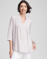 Embellished Linen Kurta Tunic Dove Gray - Chico's