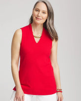 Textured Sleeveless V-Neck Tunic Red Glow - Chico's