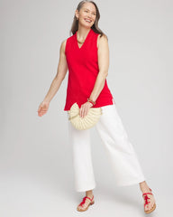 Textured Sleeveless V-Neck Tunic Red Glow - Chico's