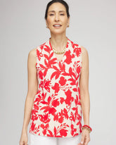 Floral Sleeveless V-Neck Tunic Glistening Sand - Chico's