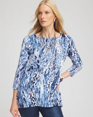 Animal Print Square Neck Tunic Classic Navy - Chico's