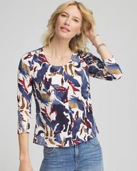 Printed Textured Scoopneck Cardigan Ecru - Chico's