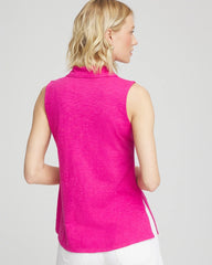 Slub Sleeveless Collared Tunic Crushed Berries - Chico's